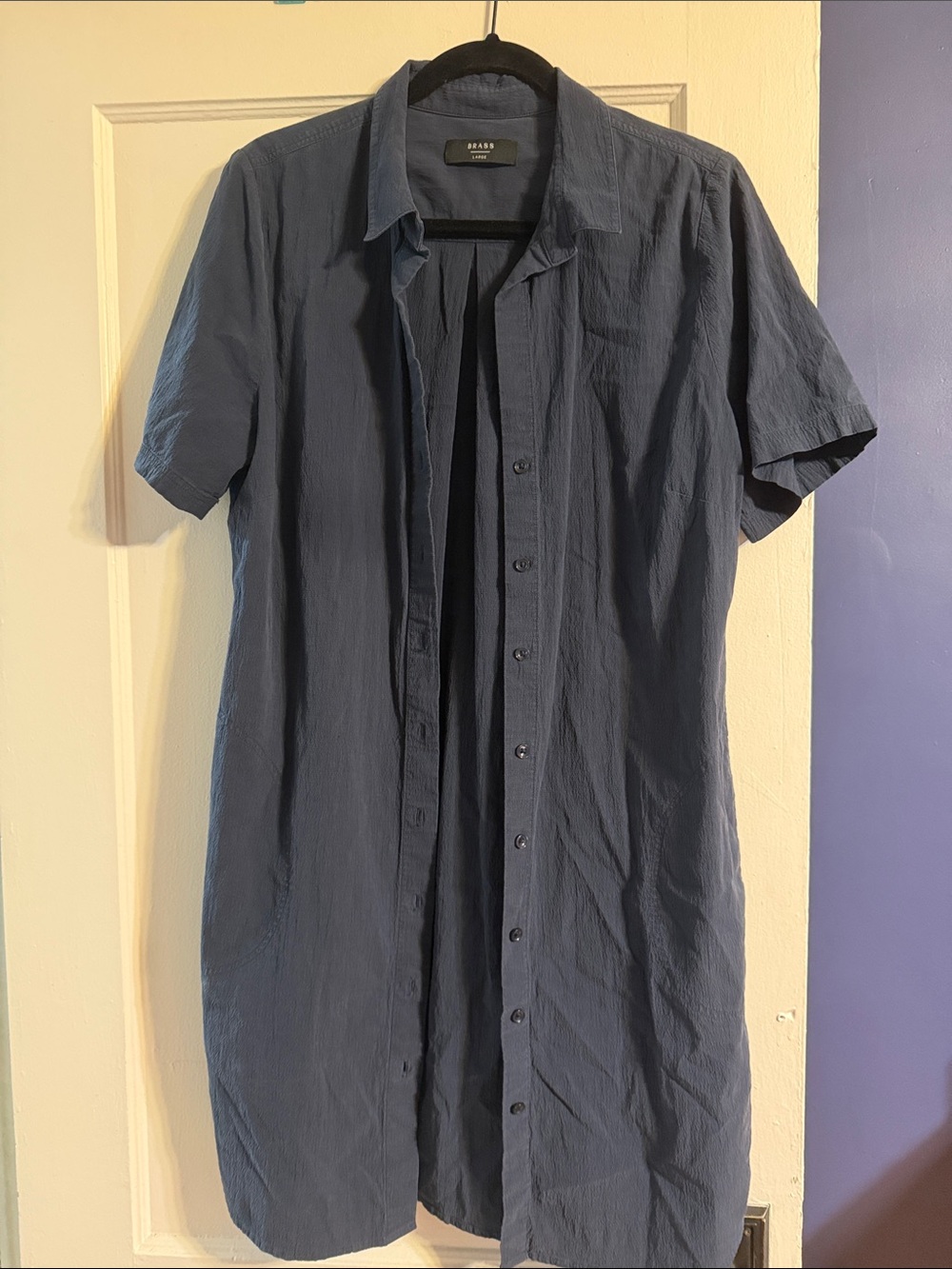 Brass Blue Button Up Dress